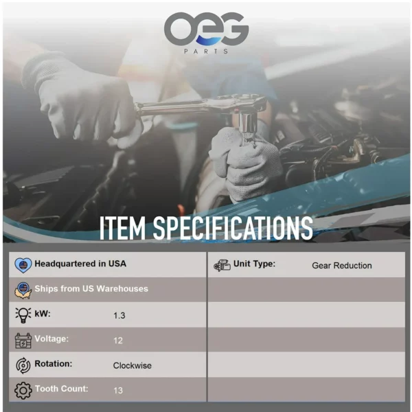 OEG Parts New 12V Starter Motor – Image 2