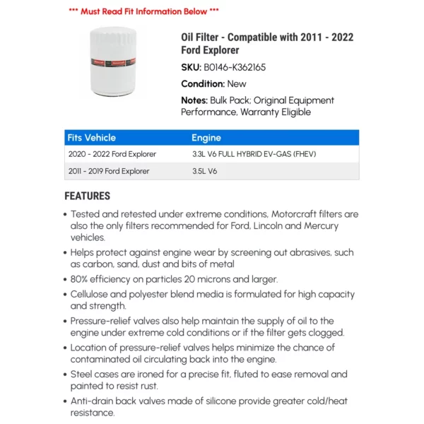 Oil Filter - Compatible with 2011 - 2022 Ford – Image 2