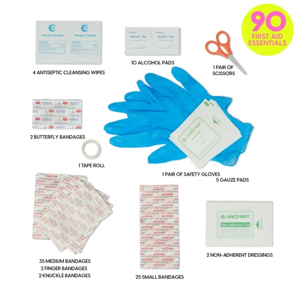 BLINGSTING Car First Aid Kit - 90 Pieces Included, Pink, 1 Count, 5 in x 5 in 2 in – Image 2