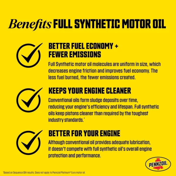 Pennzoil Platinum Full Synthetic 0W-20 Motor Oil, 5 Quart – Image 3